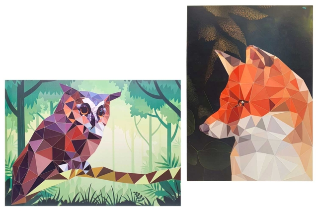 Kit 2 tableaux gommettes au numéro : Hiboux et Renard - Kits créatifs avec gommettes : le plein d’idées pour les petits artistes - 10doigts.fr