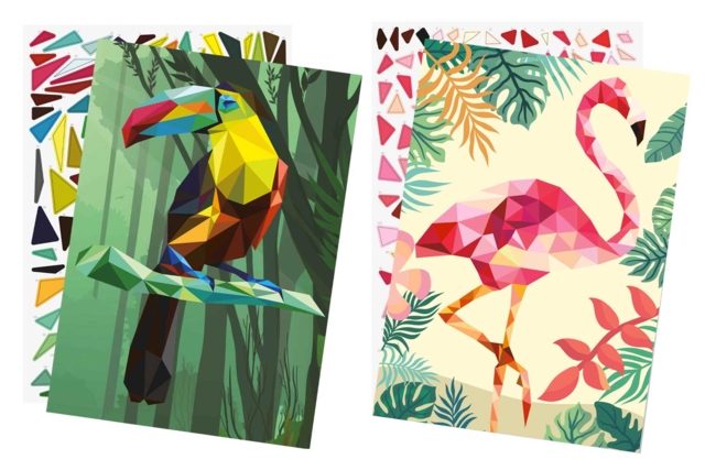 Kit 2 tableaux gommettes au numéro : Toucan et Flamant rose - Kits créatifs avec gommettes : le plein d’idées pour les petits artistes - 10doigts.fr
