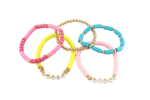 Kit 5 bracelets "Bisou" créations - Kits Bijoux - 10doigts.fr