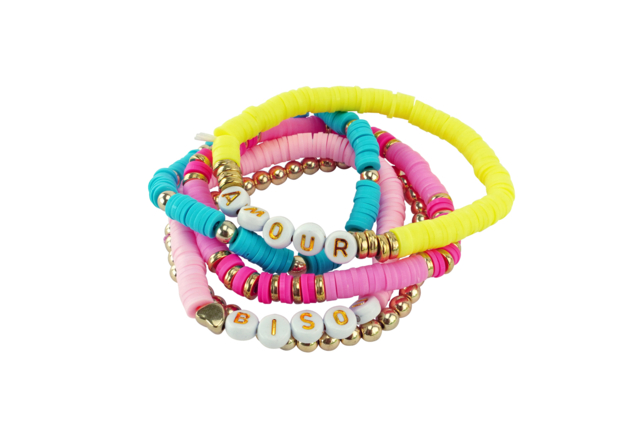 Kit 5 bracelets "Bisou" maman - Kits Bijoux - 10doigts.fr
