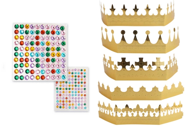 Kit 5 couronnes royales + strass - 5 pièces - Couronnes et Chapeaux pour Carnaval : Loisirs Créatifs pour Enfants - 10doigts.fr