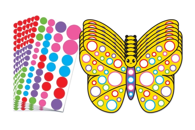 Kit 6 papillons en carte forte + gommettes  - Kits créatifs avec gommettes : le plein d’idées pour les petits artistes - 10doigts.fr