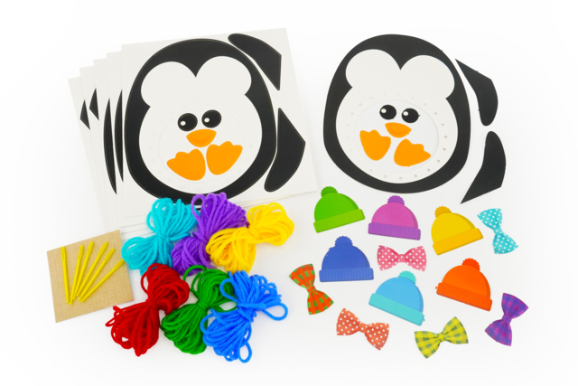 Kit 6 pingouins à tisser  - Kits Mercerie - 10doigts.fr