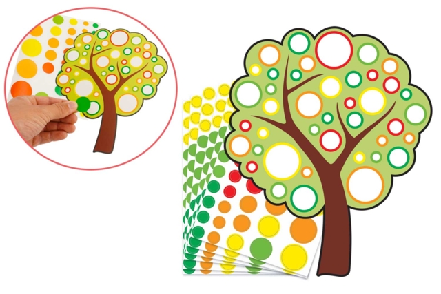 Kit arbres en carte forte + gommettes - 6 pièces - Kits créatifs avec gommettes : le plein d’idées pour les petits artistes - 10doigts.fr
