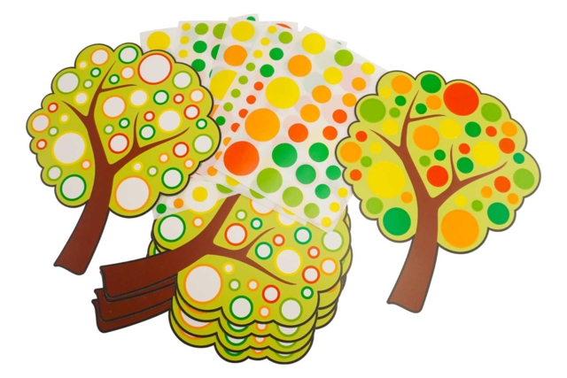 Kit arbres en carte forte + gommettes  - Kits créatifs avec gommettes : le plein d’idées pour les petits artistes - 10doigts.fr