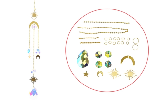 Kit attrape soleil 1 - Thème constellation - Kits attrape-rêves : créez une décoration poétique unique - 10doigts.fr