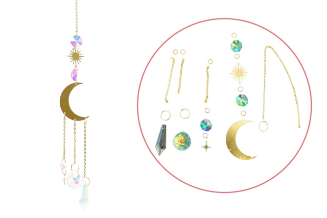 Kit attrape soleil 3 - Thème lune - Kits attrape-rêves : créez une décoration poétique unique - 10doigts.fr