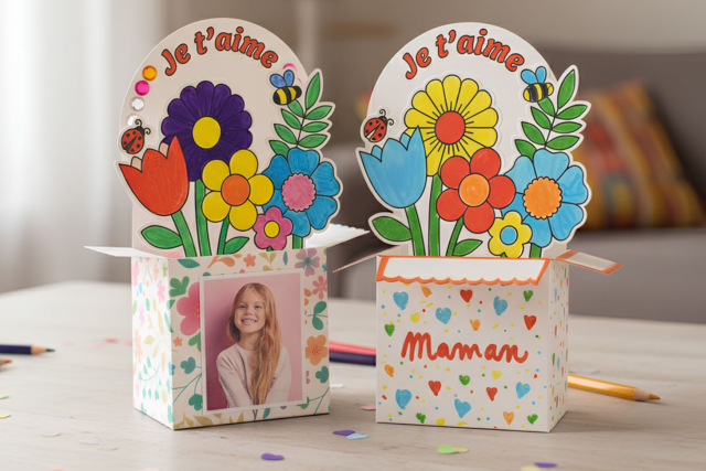 Kit boîtes fleuries à colorier - - Kits fête des parents - 10doigts.fr