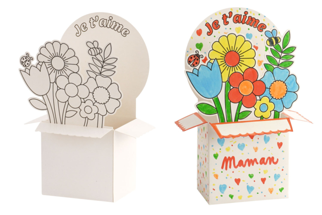 Kit boîtes fleuries à colorier - 1 set (4 boites) - Kits fête des parents - 10doigts.fr