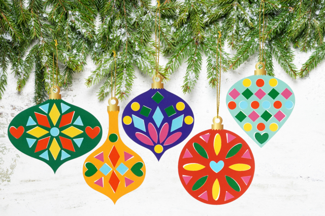 Kit boules de noël à décorer + gommettes - 6 boules - Kits créatifs de Noël pour les enfants - 10doigts.fr