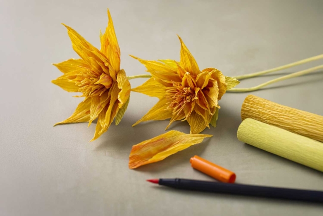 kit Bouquet Automnal Créatif  - Fleurs en papier crépon : créez des bouquets éternels - 10doigts.fr