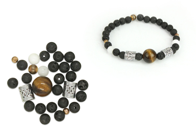 Kit bracelet homme perles de lave - Lithothérapie et Bracelets chakras à confectionner - 10doigts.fr