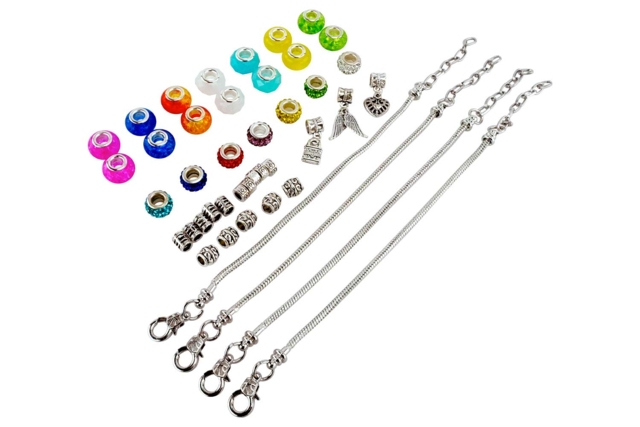 Kit bracelets à charms - 4 bracelets + 39 perles - Perles Pandora - Tendances Bijoux - 10doigts.fr