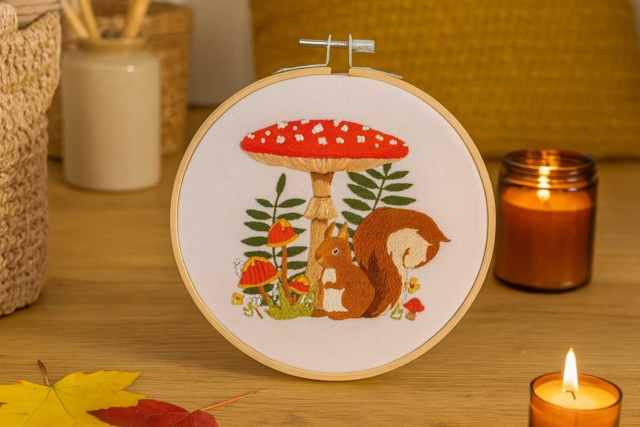 Kit broderie avec cercle en bois champêtre - Tambours et toiles à broder - 10doigts.fr