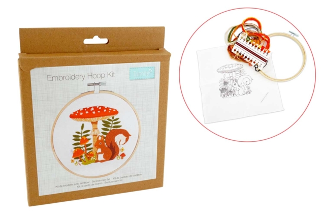 Kit broderie avec cercle en bois : Ecureuil - Tambours et toiles à broder - 10doigts.fr