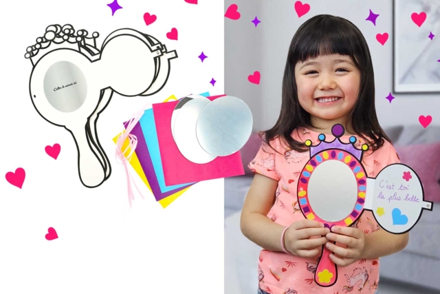 Kit cartes miroir de princesse - 4 pièces - Cartes de Fête des Mères : modèles et kits créatifs à fabriquer - 10doigts.fr
