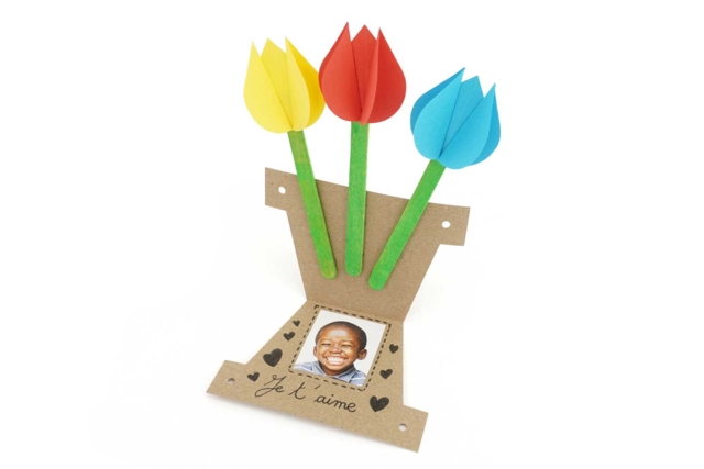 Kit cartes tulipes  - Kits fête des parents - 10doigts.fr