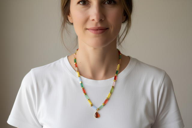 Kit collier marbré maman - Colliers et chaines - 10doigts.fr