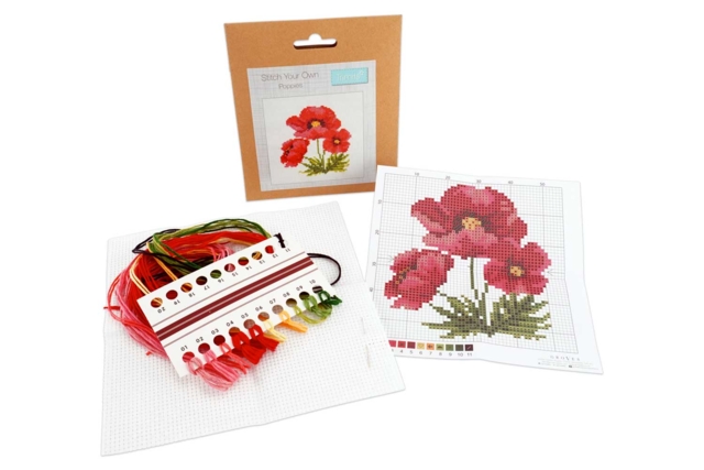 kit complet point de croix coquelicot - Kits Mercerie - 10doigts.fr