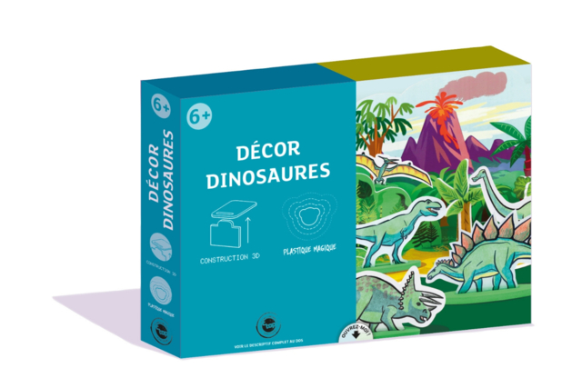 Kit construction Dinosaures et plastique magique - Kit plastique fou : des coffrets créatifs prêts à l'emploi - 10doigts.fr