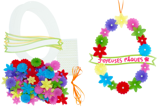 kit couronne oeuf fleuris - Couronnes de Pâques à décorer et fabriquer soi-même - 10doigts.fr