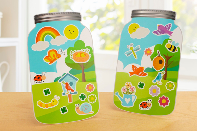 Kit de 4 mini mondes  "Printemps" - Kits créatifs avec gommettes : le plein d’idées pour les petits artistes - 10doigts.fr