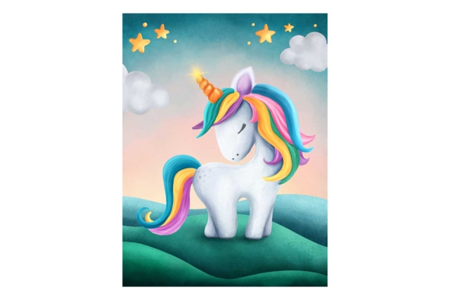 Kit diamond painting enfant, licorne, 15x20 cm - Diamond Painting : Kit complet - 10doigts.fr