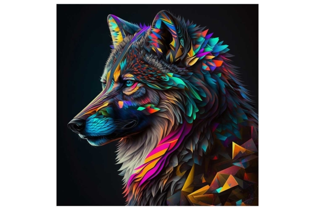 Kit diamond painting, loup, 30x30 cm - Diamond Painting : Kit complet - 10doigts.fr