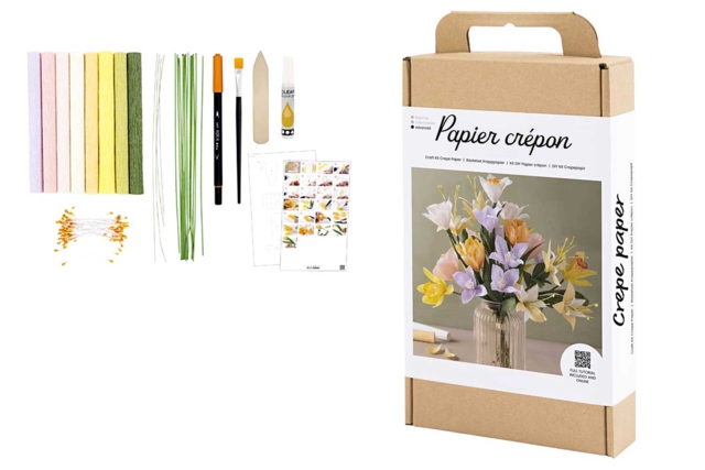 Kit DIY Fleurs en Papier Crépon printemps - Fleurs en papier crépon : créez des bouquets éternels - 10doigts.fr