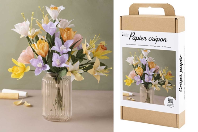 Kit fleurs en papier crépon - Bouquet Pastel - Fleurs en papier crépon : créez des bouquets éternels - 10doigts.fr