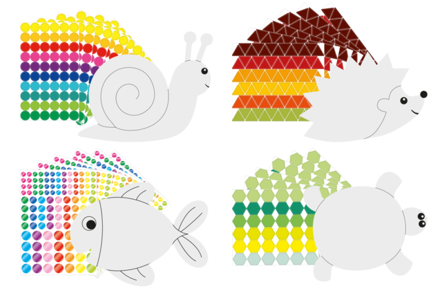 kit gommettes cartes animaux - Kits créatifs avec gommettes : le plein d’idées pour les petits artistes - 10doigts.fr