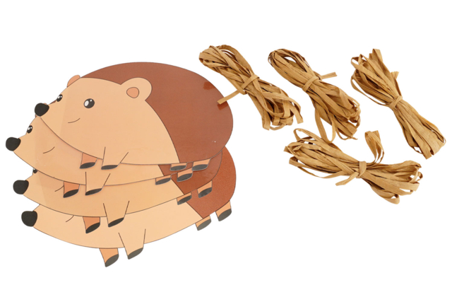 Kit hérissons raphia  materiel - Kits créatifs d'automne : des activités clé en main pour les enfants - 10doigts.fr