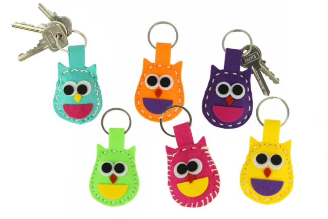 kit hiboux, porte clés - Kits en feutrine - 10doigts.fr