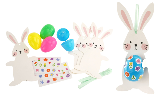 Kit lapins œufs à suspendre - Kits créatifs Pâques - 10doigts.fr
