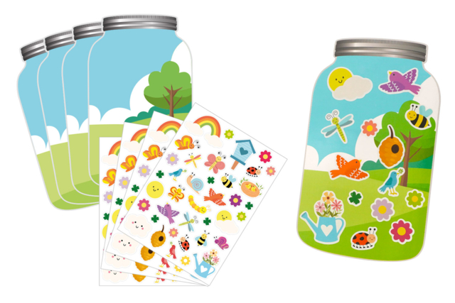 Kit mini mondes gommettes "Printemps" - 4 pièces - Kits créatifs avec gommettes : le plein d’idées pour les petits artistes - 10doigts.fr