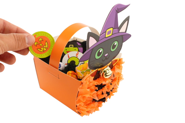 Kit paniers chat et citrouille à monter  - Sacs à bonbons Halloween - 10doigts.fr