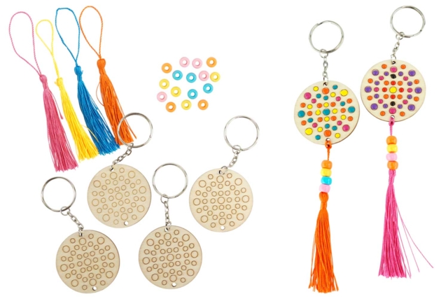 Kit porte-clés Mandalas en bois - Porte-clés - 10doigts.fr