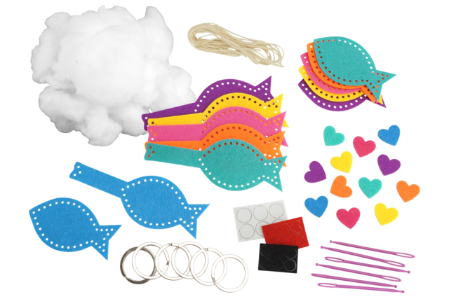 Kit porte-clés poissons feutrine  - Kits en feutrine - 10doigts.fr