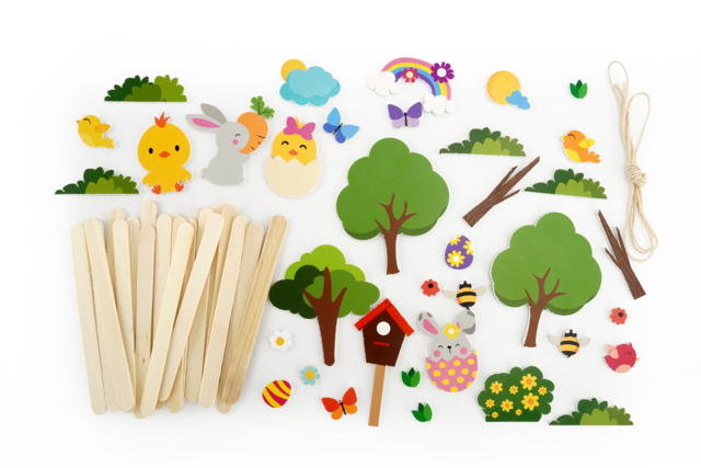 Kit scénettes de pâques à monter - le matériel - Kits créatifs Pâques - 10doigts.fr