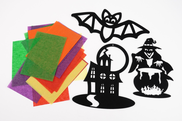 kit silhouette halloween vitrail - Kits créatifs Halloween - 10doigts.fr