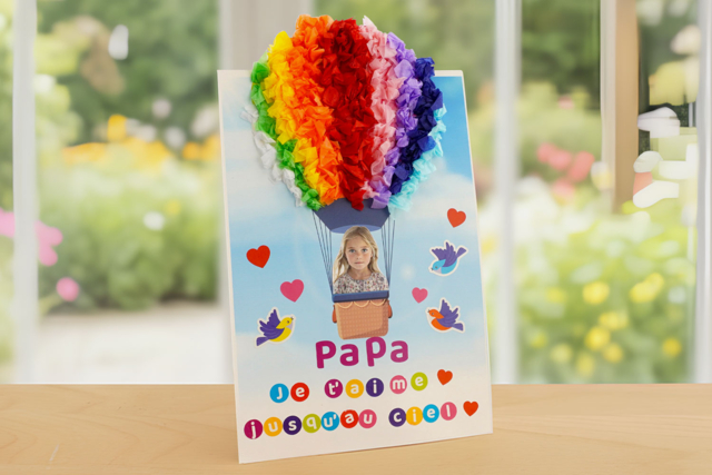 Kit tableaux montgolfière papa - 4 pièces - Cartes de Fête des Mères : modèles et kits créatifs à fabriquer - 10doigts.fr