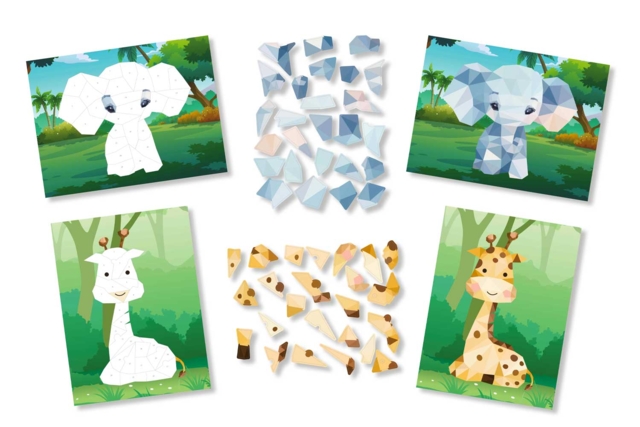 Kit tableaux stickers au numéro A5 éléphant et girafe - 2 pcs - Kits animaux et nature : créez votre propre univers sauvage - 10doigts.fr