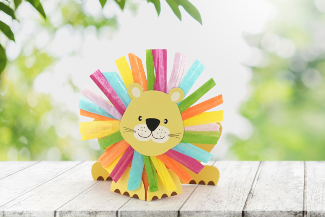 Kits lions à crinière multicolore - 6 lions - Kits animaux et nature : créez votre propre univers sauvage - 10doigts.fr