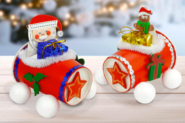 La voiture du Père Noël - Stickers mousse : donnez du volume à vos créations - 10doigts.fr