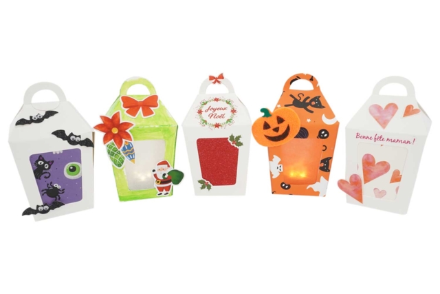  lanternes à monter - 6 pièces - Boîtes et corbeilles en carton - 10doigts.fr