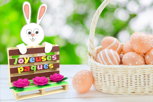 Lapin de Pâques dans le jardin - Décorations fleurs et feuilles : ajoutez une touche de nature à toutes vos créations - 10doigts.fr