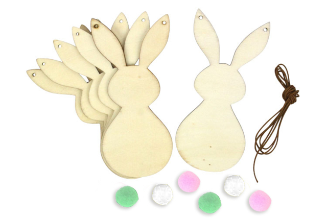 lapin en bois - Kits créatifs Pâques - 10doigts.fr