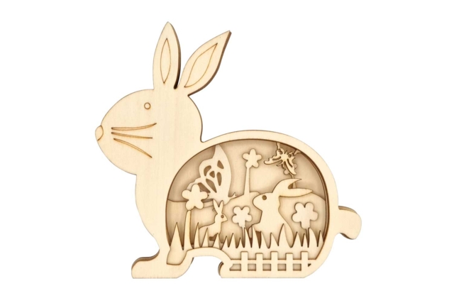 lapin Scène de Pâques en bois à superposer - Supports de Pâques à décorer - 10doigts.fr