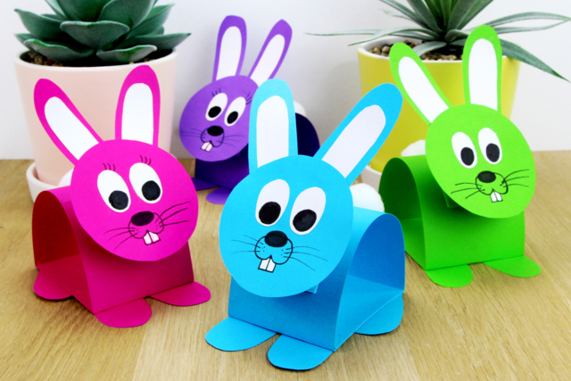 Lapins en papier - méthode facile - Pompons pour bricolage créatif - 10doigts.fr
