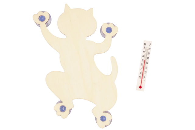 le chat météo en bois - Kits animaux et nature : créez votre propre univers sauvage - 10doigts.fr